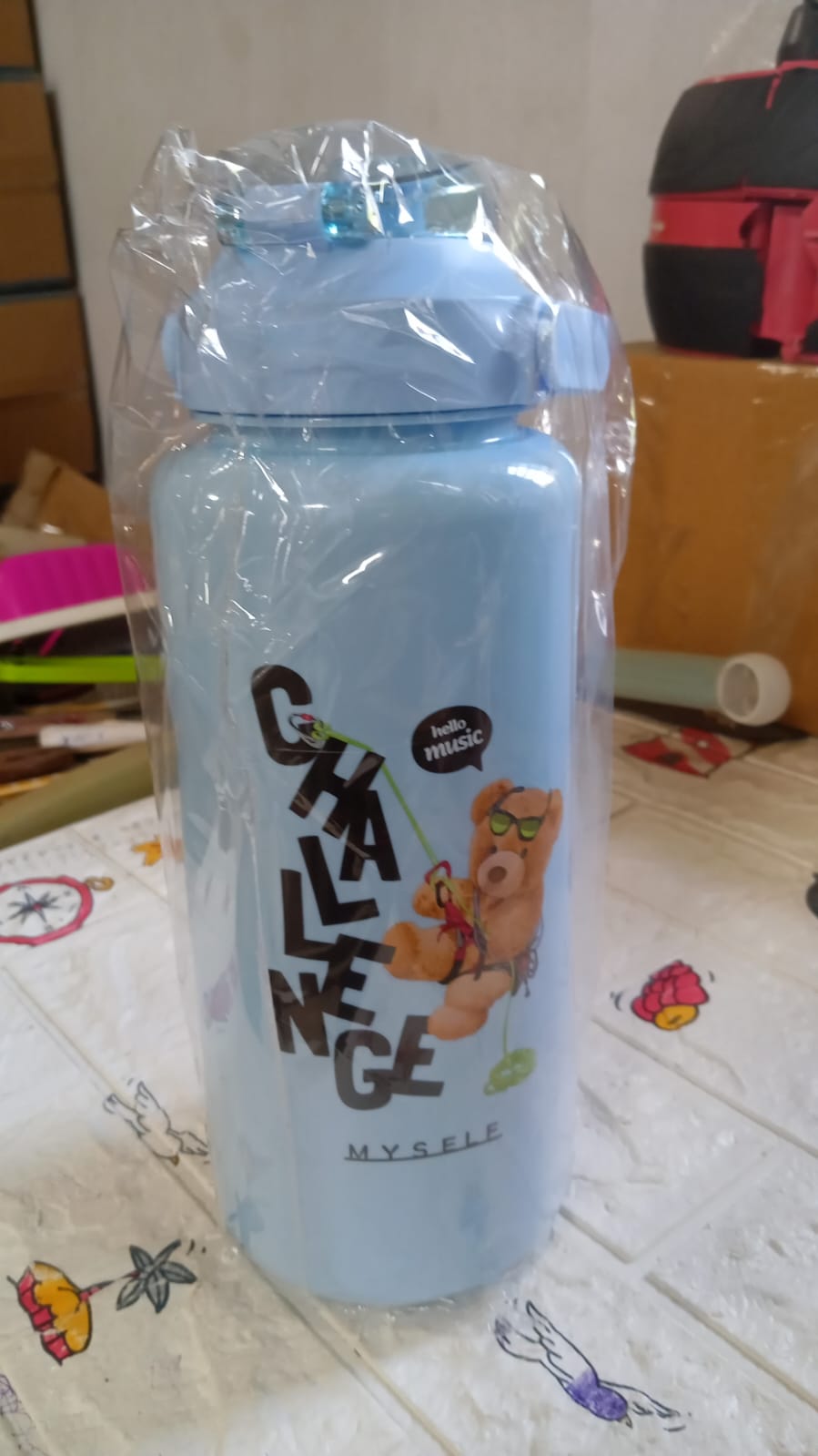 Plastic Water Bottle Set – BPA-Free, Leak-Proof, Cartoon Design for Kids & Gym (3 Pc Set)