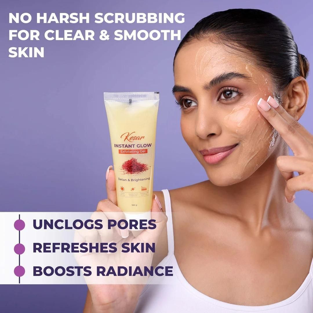 Kesar Instant Glow Exfoliating Gel - 60g Pack of 2