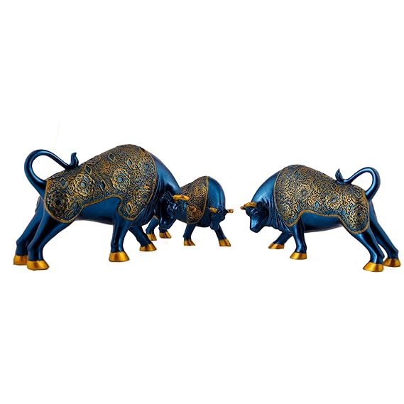 ECRAFTBЕЕ Set of 3 Polyresin Yak Figurine Statue for Office Bedroom Home Decoration Animal Yak Sculpture