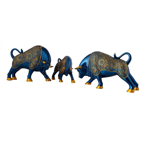 ECRAFTBЕЕ Set of 3 Polyresin Yak Figurine Statue for Office Bedroom Home Decoration Animal Yak Sculpture