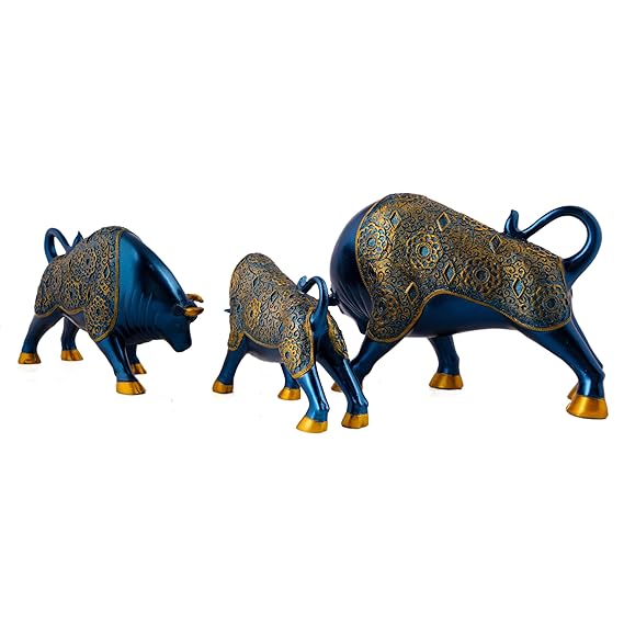 ECRAFTBЕЕ Set of 3 Polyresin Yak Figurine Statue for Office Bedroom Home Decoration Animal Yak Sculpture