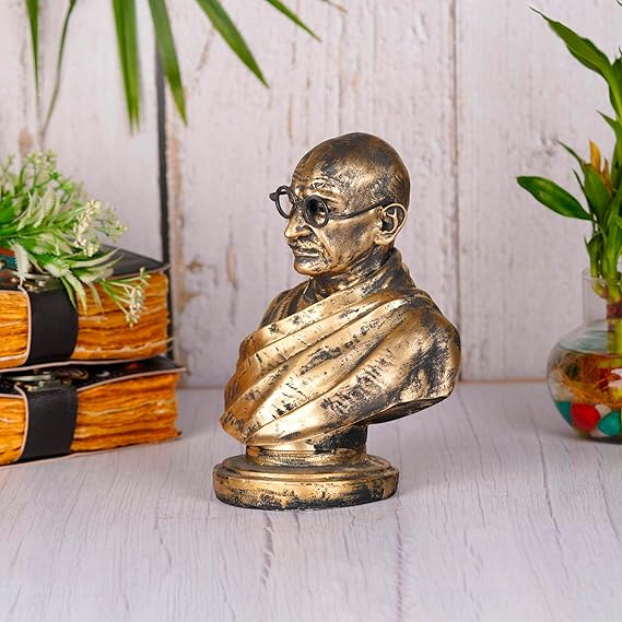 ECRAFTBЕЕ Mahatma Gandhi Sculpture - 8 INCH, Antique Bronze Colour for Home Decore, Office Decor, Gifting, Car Decor, Statue for Living Room