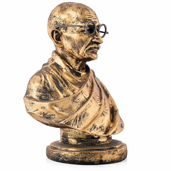 ECRAFTBЕЕ Mahatma Gandhi Sculpture - 8 INCH, Antique Bronze Colour for Home Decore, Office Decor, Gifting, Car Decor, Statue for Living Room