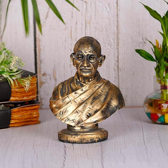 ECRAFTBЕЕ Mahatma Gandhi Sculpture - 8 INCH, Antique Bronze Colour for Home Decore, Office Decor, Gifting, Car Decor, Statue for Living Room