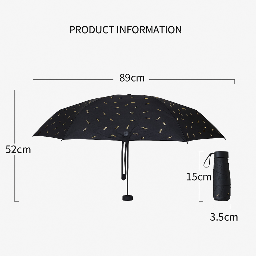 3-Fold Cute Umbrella β Sun & Rain Protection, UV Shield (1 Pc / With Zip Case)
