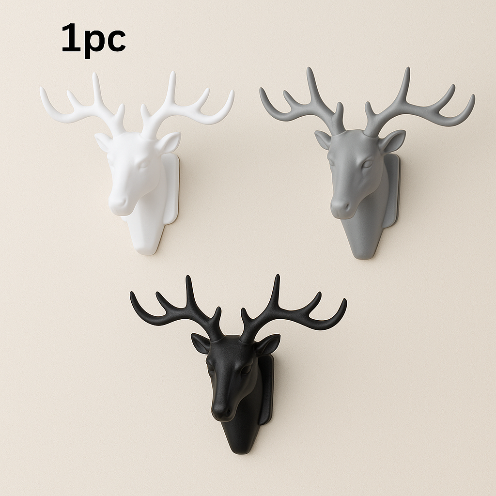 Hanging Hook- Self Adhesive Deer Head Hanging Hook (Pack of 1)