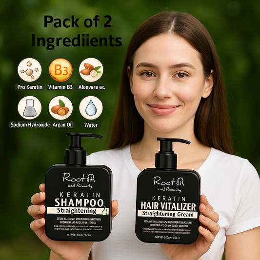 Herbal Pro Hair Straightening Shampoo & Keratin Hair Vitalizer Cream (Pack of 2)