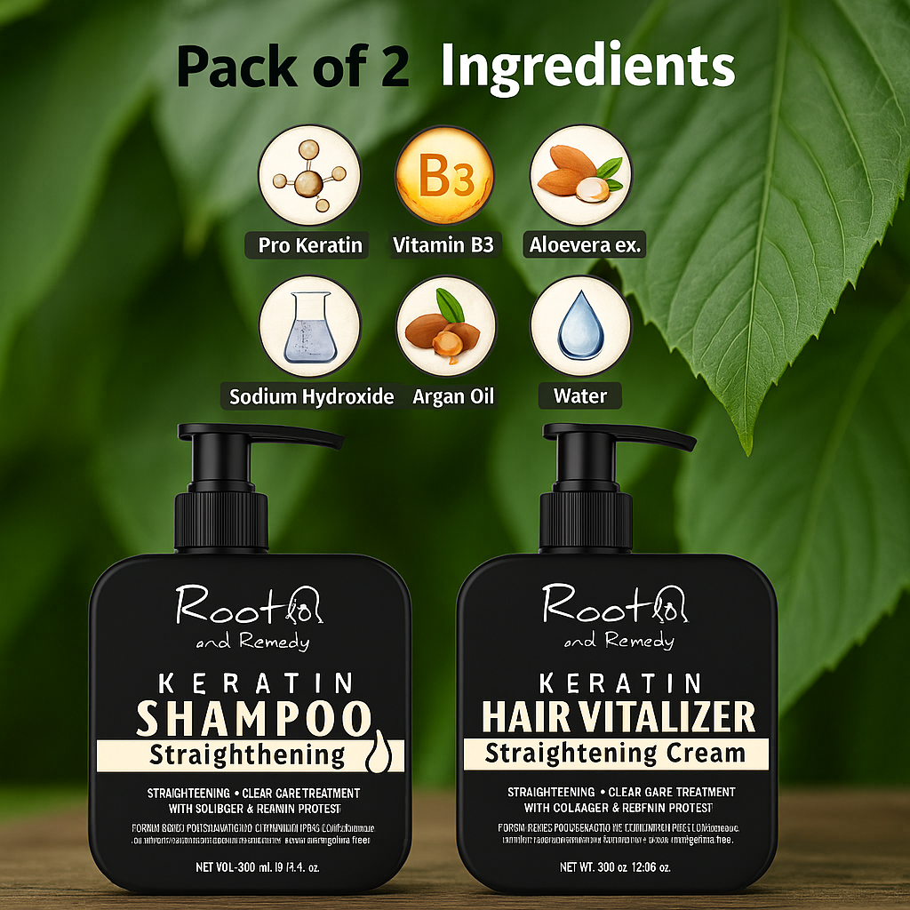 Herbal Pro Hair Straightening Shampoo & Keratin Hair Vitalizer Cream (Pack of 2)