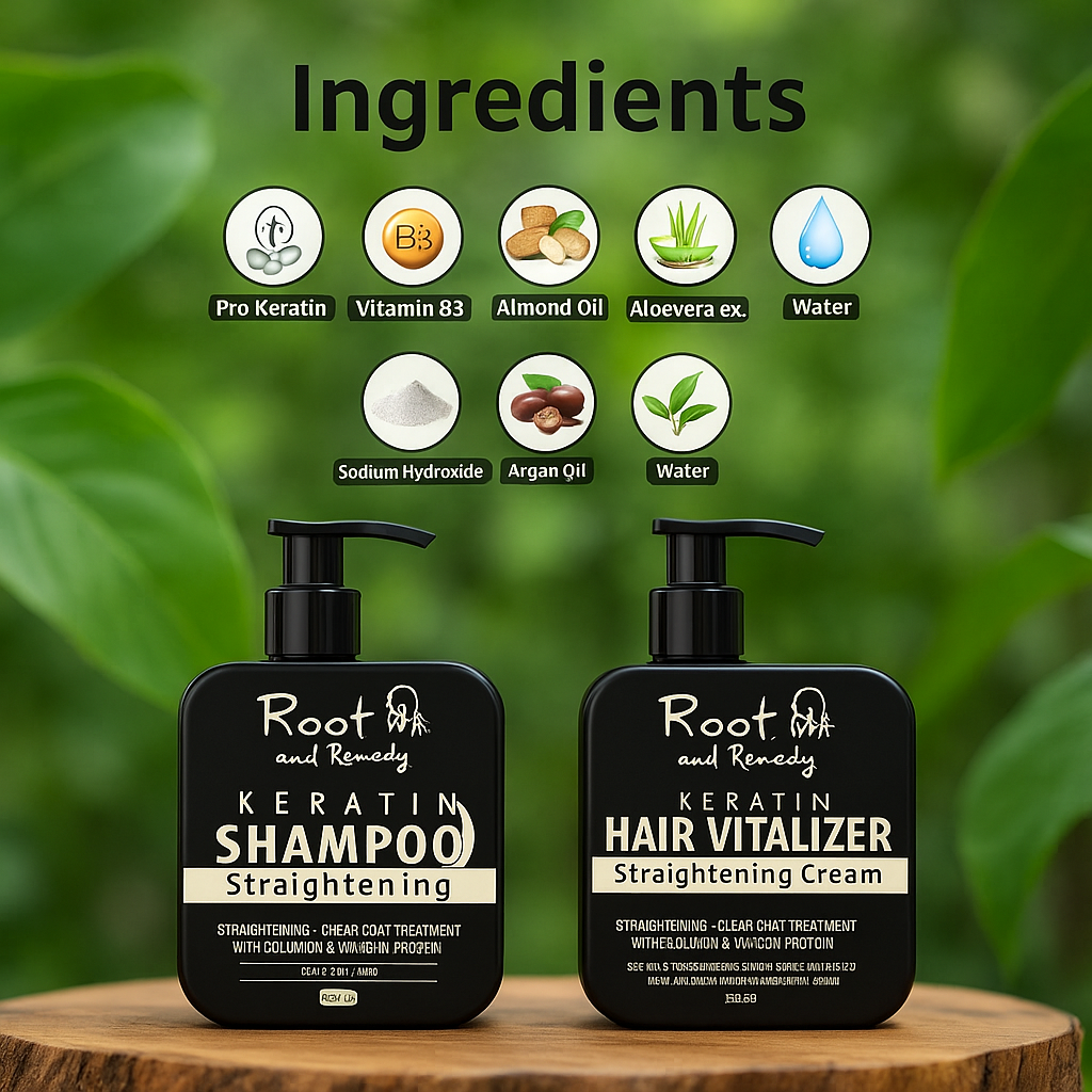 Herbal Pro Hair Straightening Shampoo & Keratin Hair Vitalizer Cream (Pack of 2)