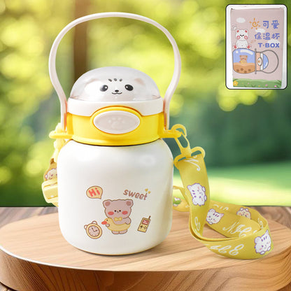 Stainless Steel Kltten / Bottle Vacuum Insulated Cup With Handle & Strap (700 ML)