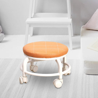 Roller Seat Stool Low Height Rolling  Plastic  Stool Multifunctional Small Household Movable Mini Stool Pulley Wheel Stool for Garage Home Library (1 Pc)