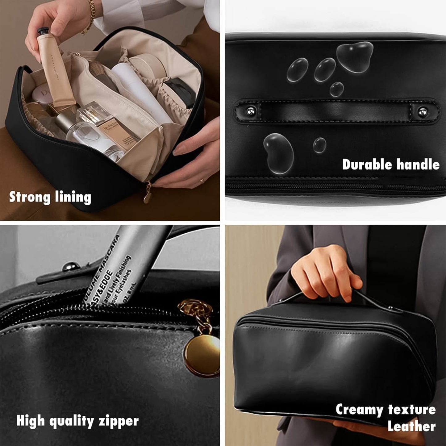 Premium Travel Makeup & Toiletry Organizer Pouch with Zipper & Handle(1 Pc)