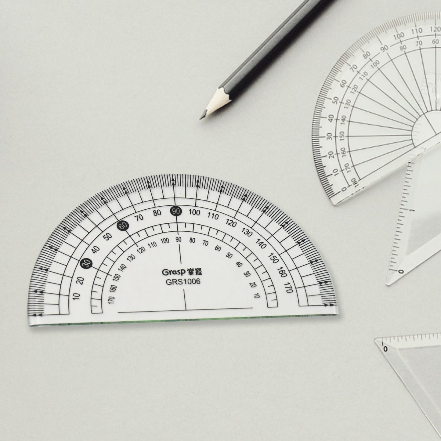 4-Piece Geometry Set, Triangle Ruler Protractor Straight Ruler