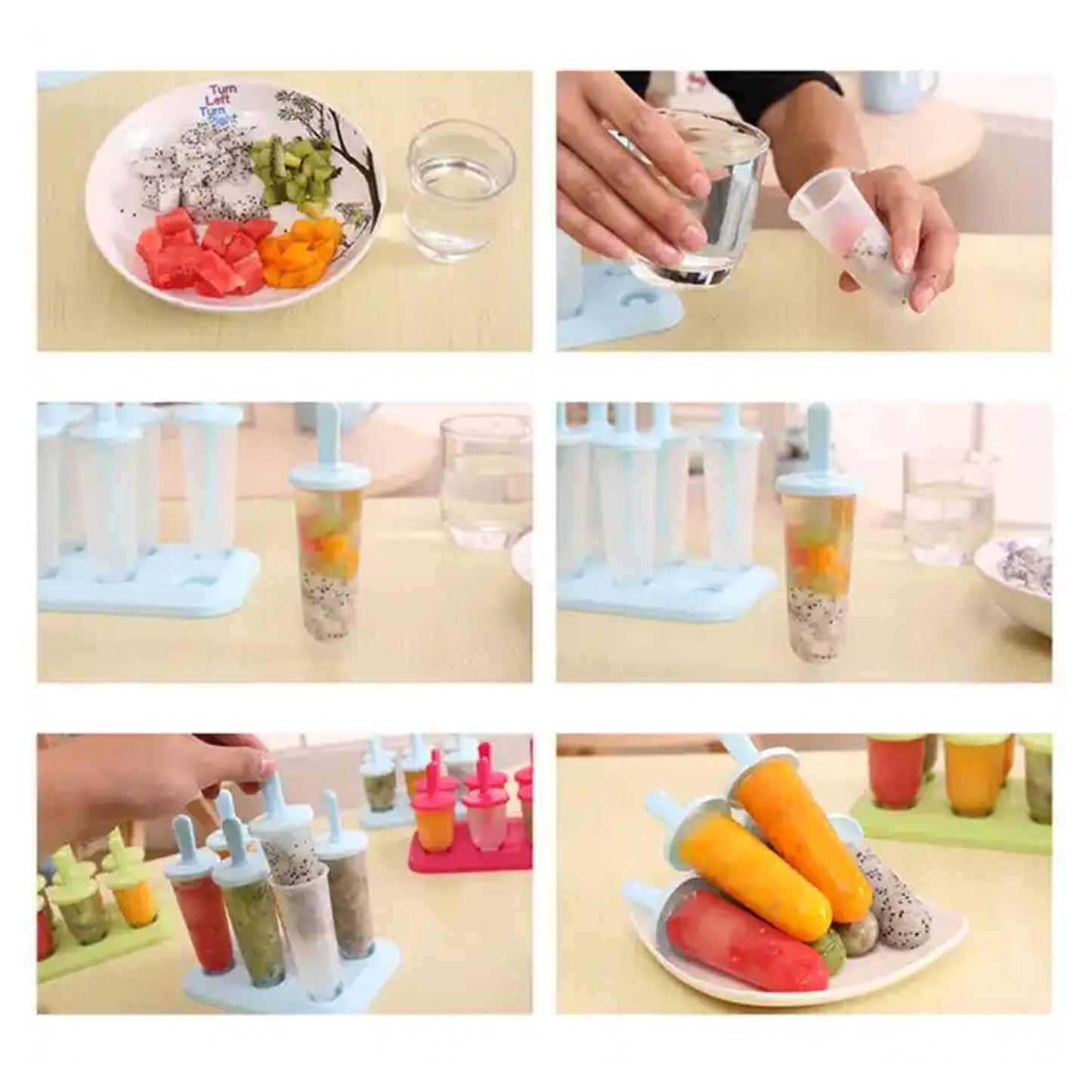 Ice Candy Maker Set – 6 Pc Reusable Kulfi & Popsicle Mould with Tray and Sticks