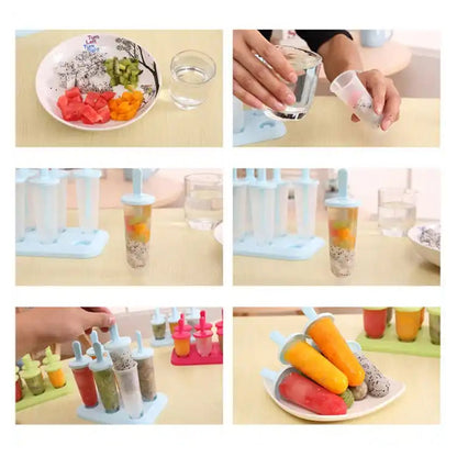 Ice Candy Maker Set – 6 Pc Reusable Kulfi & Popsicle Mould with Tray and Sticks