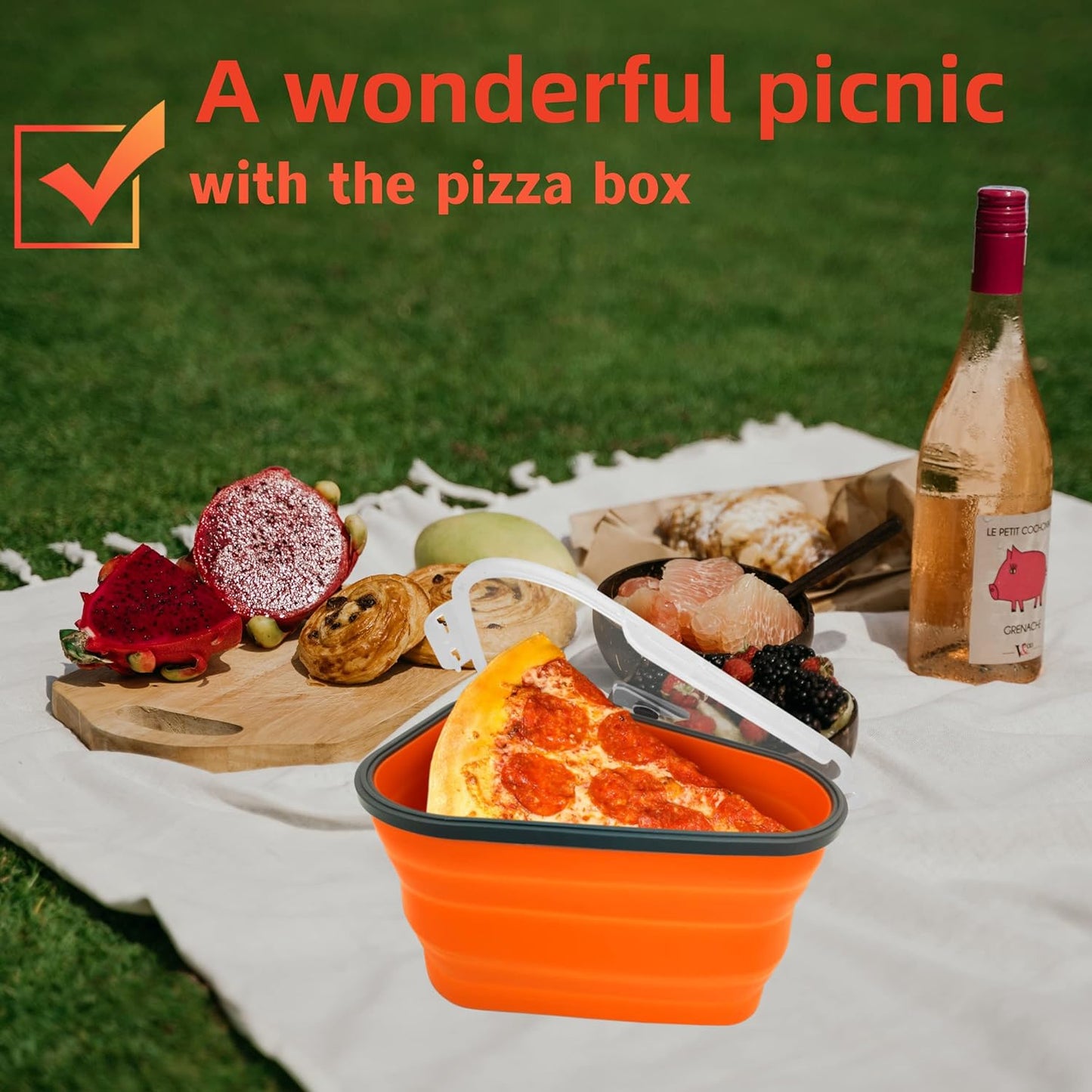 Reusable Expandable Pizza Storage Container with 5 Microwavable Trays – Adjustable for Home & Outdoor Use
