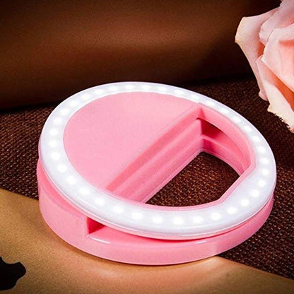 Phone Selfie Ring Light – Battery Operated Clip-On Light for Smartphone Photography (Battery Not Included)