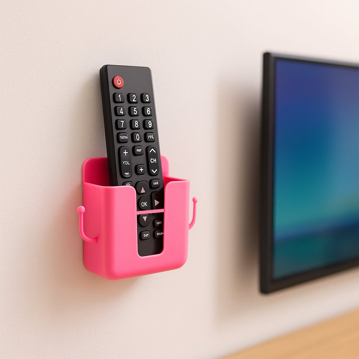 Wall Mounted Storage Box / Remote Storage Organizer Case with 2 Side Hanging Hooks (4 Pcs Set)