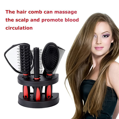 Hair Combs Mirror Set Professional Salon Hair Cutting Brushes Sets (5 Pc With Stand), Hair accessories