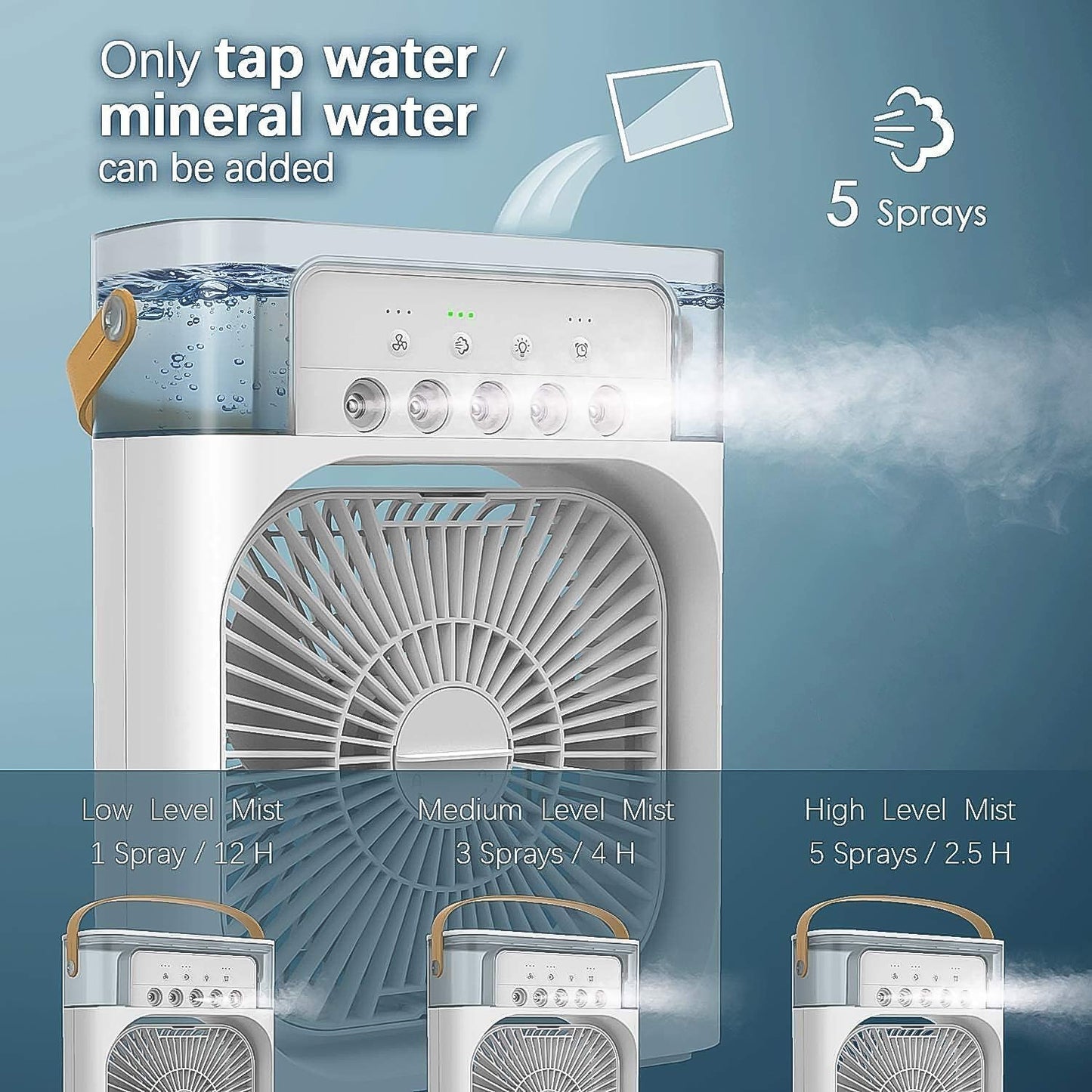 Portable Air Cooler Fan with 7-Color Light – Personal AC Fan