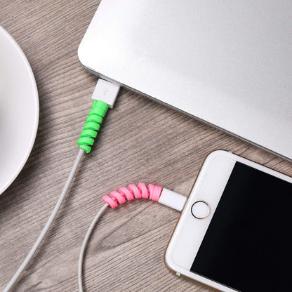 Spiral Charger Cable Protector Data Cable Saver Charging Cords Protective for All Universal  Cable Cover (Pack of 10)