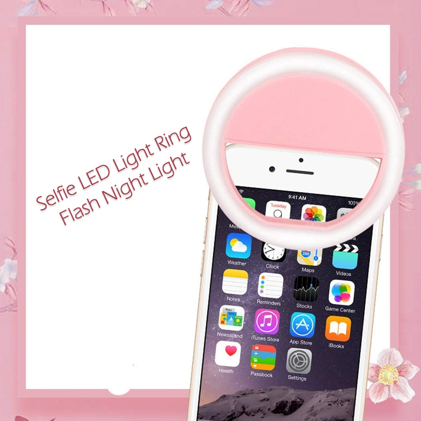 Phone Selfie Ring Light – Battery Operated Clip-On Light for Smartphone Photography (Battery Not Included)