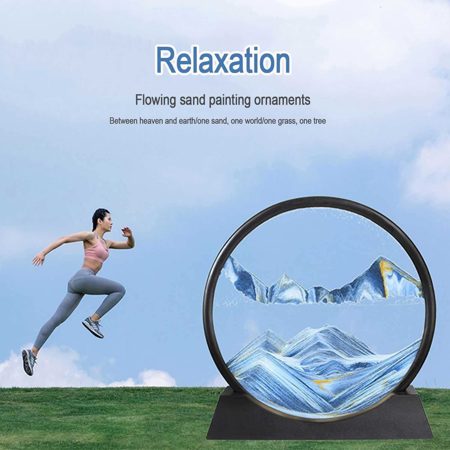 3D Moving Sand Art – Liquid Motion Deep Sea Sandscape with Round Glass Frame (1 Pc)