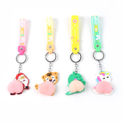 Silicone Keychain with Wrist Strap & Squeeze Toy (1 Pc Mix design)