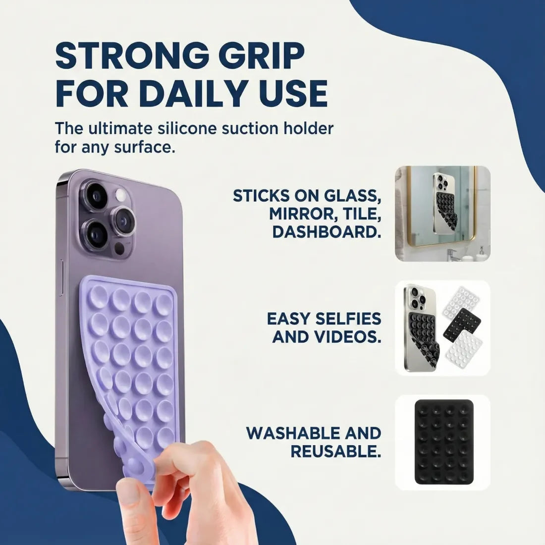 Suction Phone Holder Mount 4Pcs – Silicone Grip, Mix Colors | Gambit