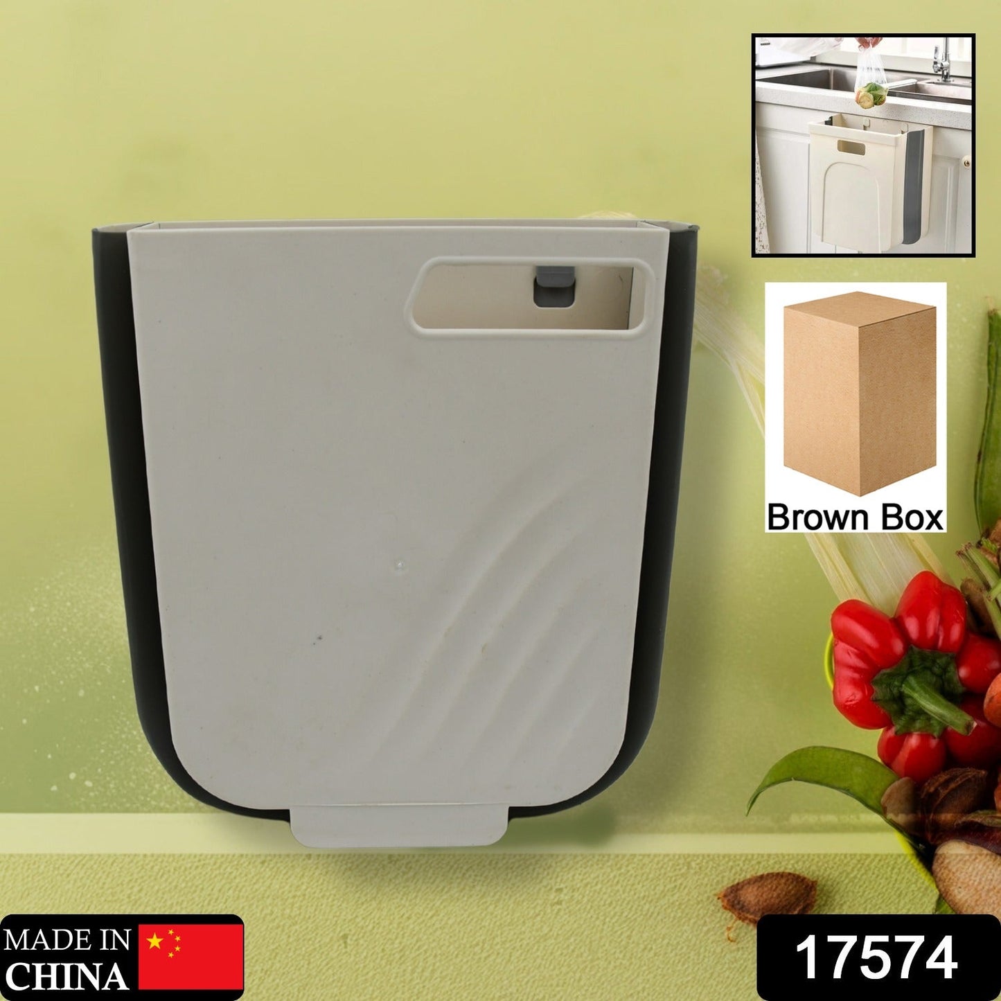 Portable Collapsible Hanging Trash Can for Kitchen & Car