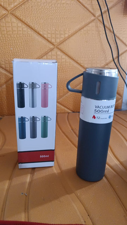 Stainless Steel Double Wall Insulated Flask Bottle With Cup (500ml Approx)