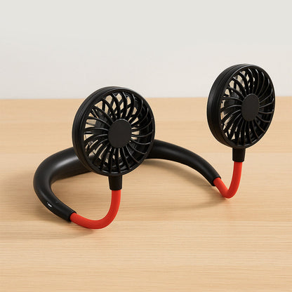 Hand Free Personal Fan - Portable USB Battery Rechargeable Mini Fan - Headphone Design Wearable Neckband Fan Necklance Fan Cooler Fan for Home, Sport, Camping, Beach, Travel, Office