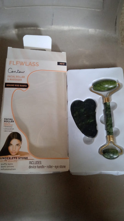 Jade Roller & Gua Sha Set – Natural Face Massager for Anti-Aging, Glowing Skin & Face Shaping (1 Pc)