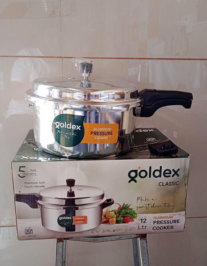 Aluminium Classic Goldex Pressure Cookers With Outer Lid (12 Litres / 5-Year warranty,  ISI Number :- 2347, BIS Number :- CM/L -7600164310