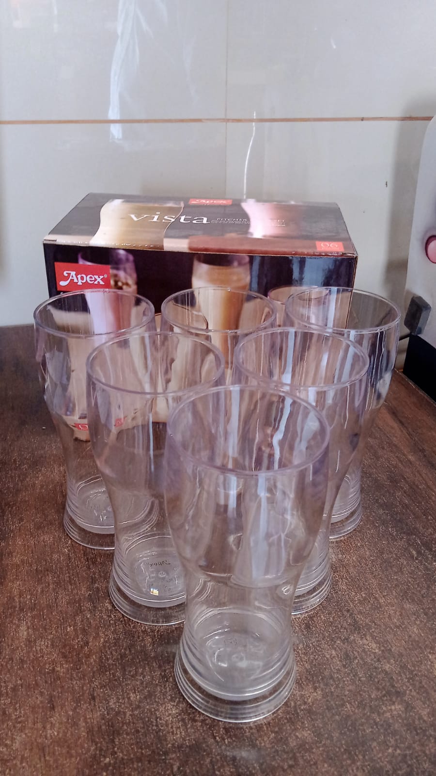 Apex Vista Unbreakable Pitcher Glass Set – 350 ML (Approx) | 6-Piece