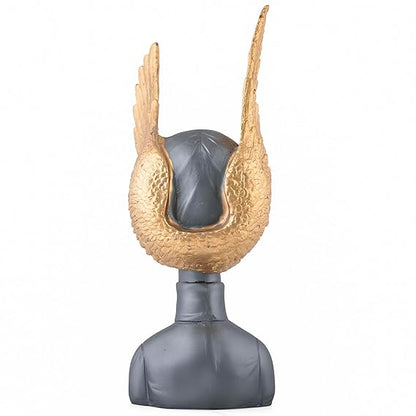ECRAFTBЕЕ Grey & Golden Fairy Lady Statue Lucky Home Decore Matte Finish Resin Decorative Figurines/Showpiece