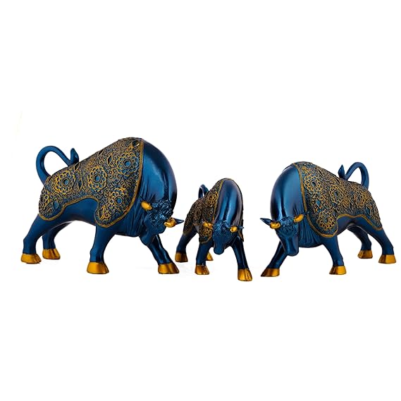 ECRAFTBЕЕ Set of 3 Polyresin Yak Figurine Statue for Office Bedroom Home Decoration Animal Yak Sculpture