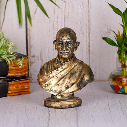 ECRAFTBЕЕ Mahatma Gandhi Sculpture - 8 INCH, Antique Bronze Colour for Home Decore, Office Decor, Gifting, Car Decor, Statue for Living Room
