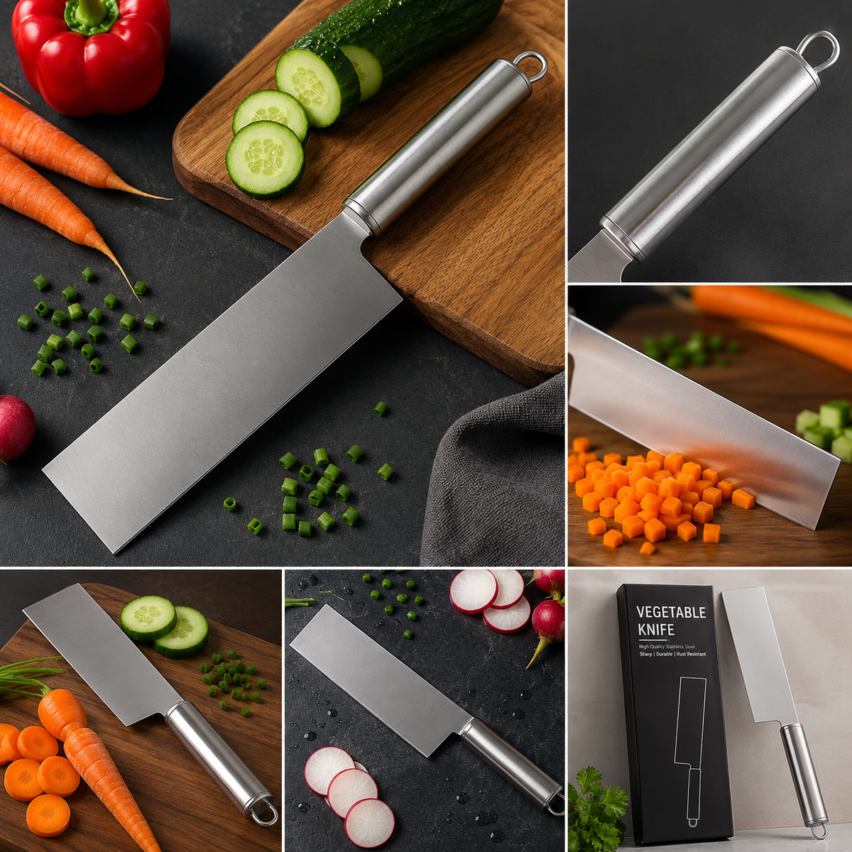 Premium Stainless Steel Vegetable Cleaver Knife Set – Pack of 2 | Multipurpose Kitchen Knives for Chopping, Slicing & Dicing