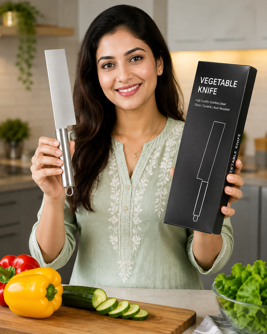Premium Stainless Steel Vegetable Cleaver Knife Set – Pack of 2 | Multipurpose Kitchen Knives for Chopping, Slicing & Dicing