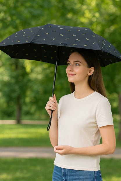 3-Fold Cute Umbrella – Sun & Rain Protection, UV Shield (1 Pc / With Zip Case)
