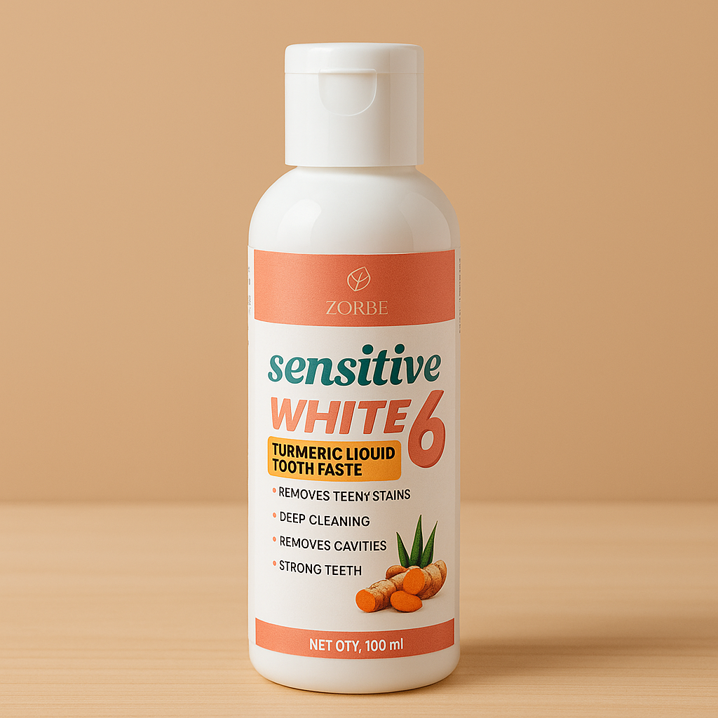 Zorba Sensitive White 6 Turmeric Liquid Toothpaste 100ML (Pack of 2)