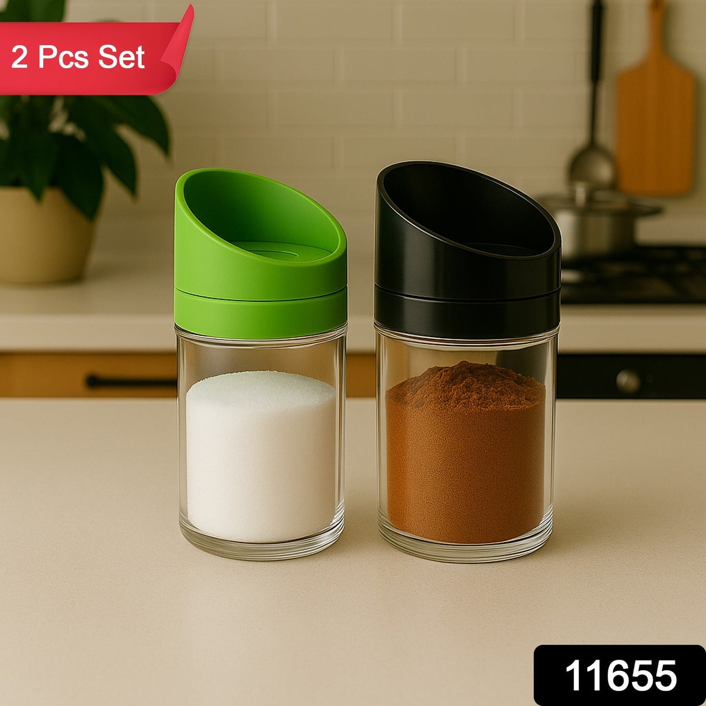 Apex Slant-Lid Kitchen Storage Jar Set (2 Pc)