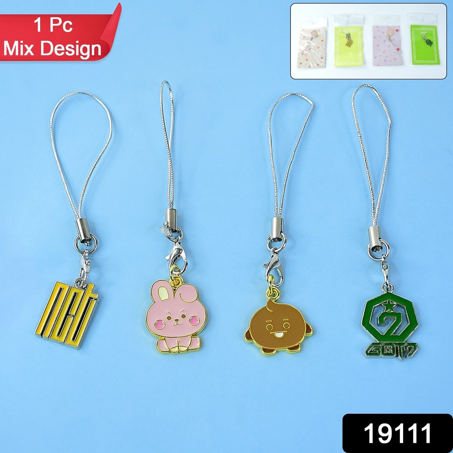 Cartoon Metal Mobile Straps and Keychains (1 Pc & mix Design)