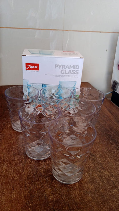 Apex Pyramid Ringo Plastic Glass – 300ml Approx | Durable, Crystal-Clear Tumbler