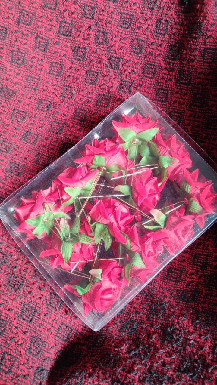 Hair Clip Red Rose Bridal Hair Pins Rose (12 Pcs Set / Red Color Only), Hair accessories