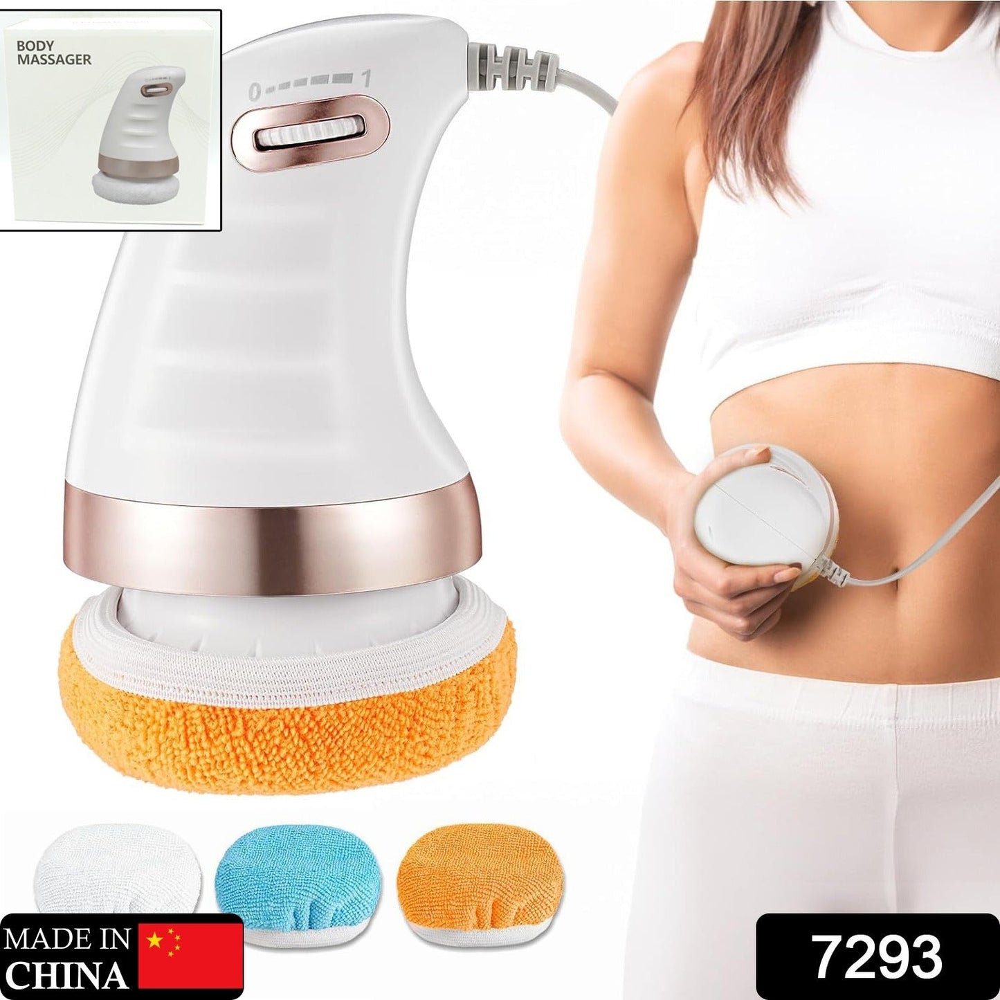 Body Sculpting Massager with 3 Pads, Adjustable Speed, Handheld Electric Massager for Full Body (1 Pc)