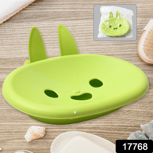 Soap Box Drain soap Box Cute Rabbit Shape Double soap Bowl Box Plastic Rack Storage Rack Bathroom Toilet Storage Box