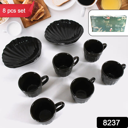 Sweet Buzz 8-Piece Seashell Ceramic Cup Set – Ideal for Home & Gifts