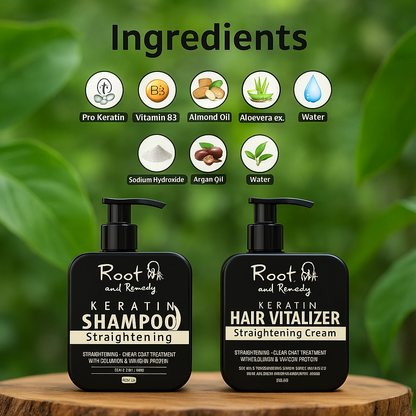 Herbal Pro Hair Straightening Shampoo & Keratin Hair Vitalizer Cream (Pack of 2)